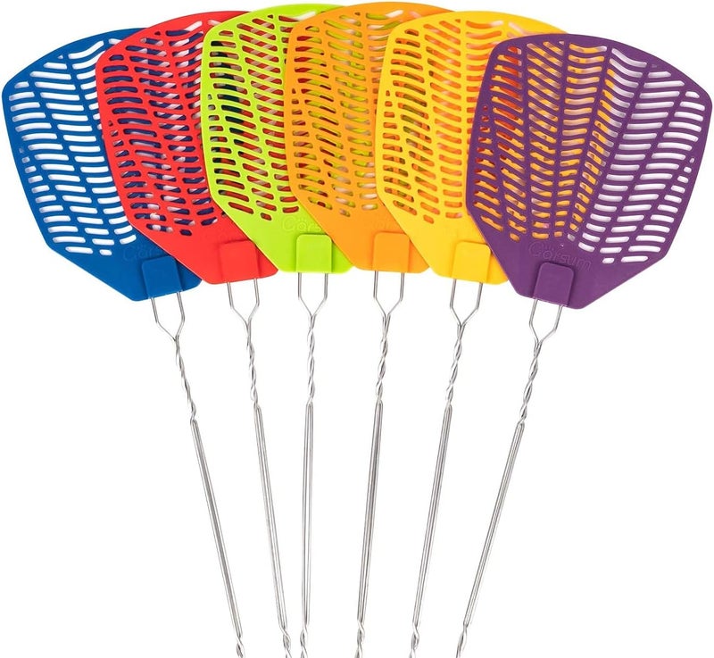 Garsum Fly Swatters 6 Pack Strong Multi Pack,Long Handle Durable,Fly Swat Shatter Bulk,Insects, Bugs Swatter Set That Work for Indoor and Outdoor (17 inches-Stainless-Steel) - Image 1